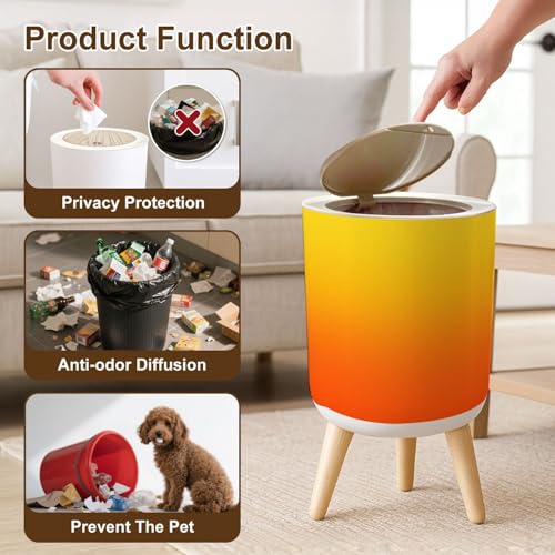 Caneca de basura pequeña con tapa y patas 7L naranja degradado miniatura 6