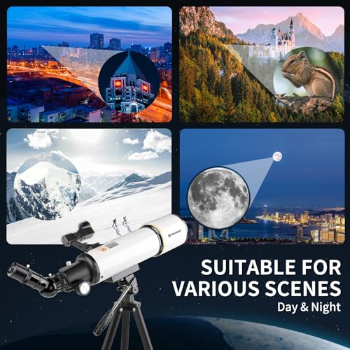 Image of High Powered Telescope for Adults - 80mm Aperture, 500mm Fully Mult-Coated Refracting & Red Dot Star Finder System, with All Metal Tripod /Phone Adapter /Bag