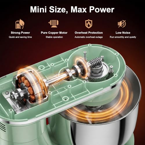 Image of Honinst 4QT Electric Stand Mixer, 10-Speed Tilt-Head Compact Kitchen Mixer