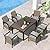 Grand Patio 7-Piece Outdoor Dining Set, Traditional Wicker Patio Furniture for 6, E-Coated Dining Chairs with Cushions, Wood-Look Table with Umbrella Hole, Perfect for Patio, Backyard, Deck, or Garden