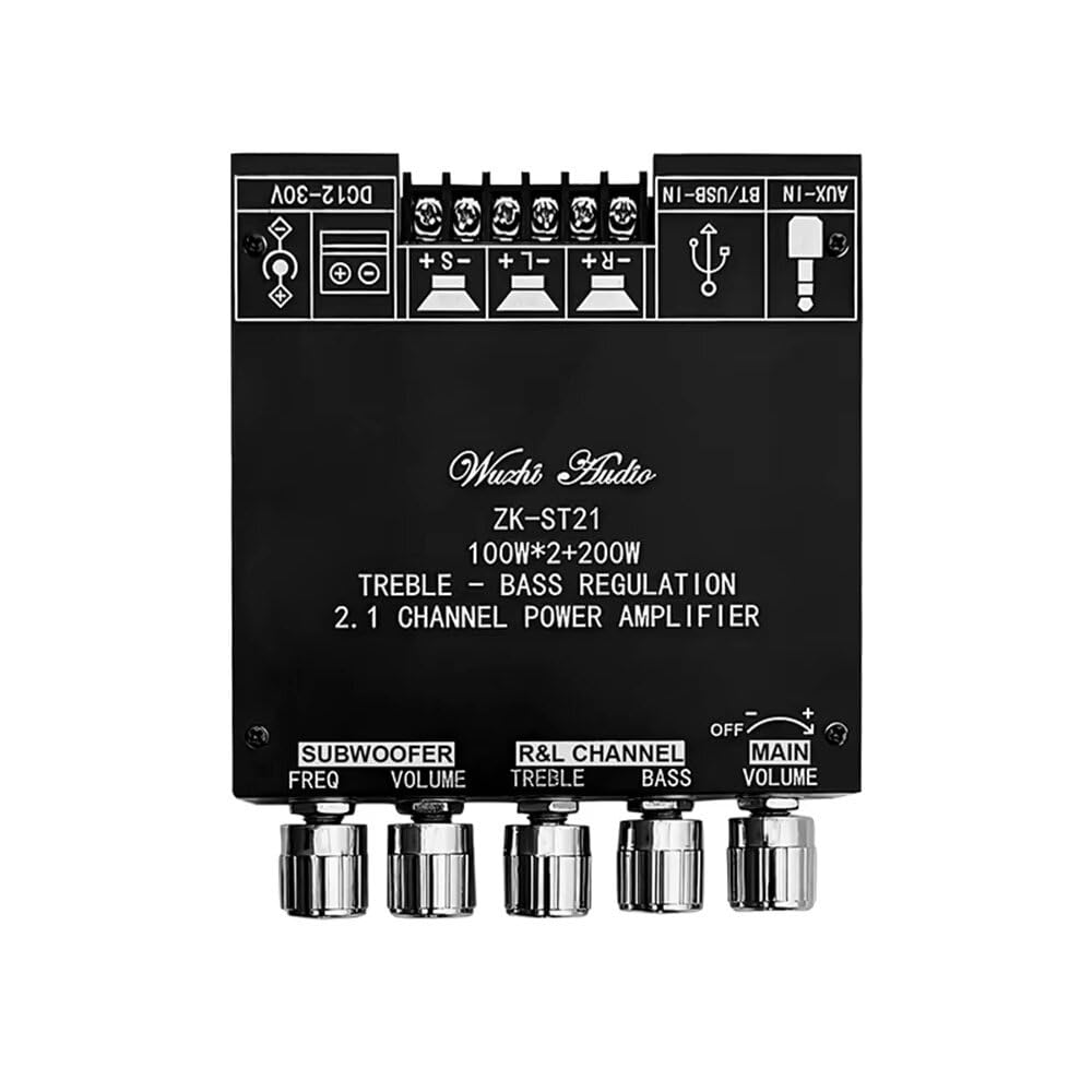 VIDOO ZK-ST21 Cyfrowa Płyta Wzmacniacza Bluetooth 2.1-Kanałowa 100W+100W+200W Subwoofer Chip TPA3221 DC12-30V 10A-z Obudową