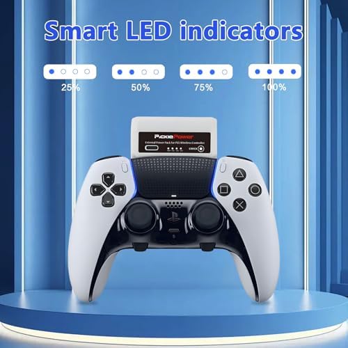 Pickle Power 2 Pack 3500mAh PS5 Controller External Battery Pack for PS5 Dualsense/Edge Controller with USB-C Charging Cable - 2