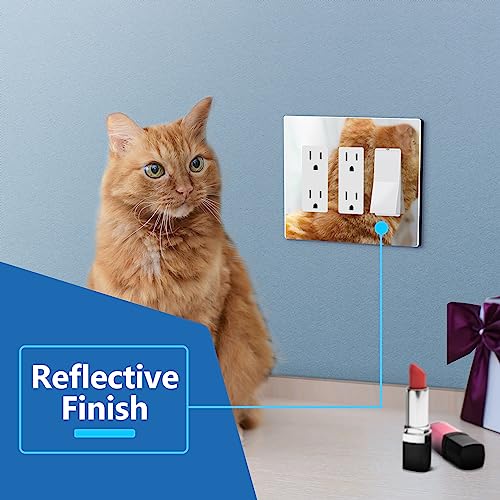 Image of LIDER Triple Decorator Wall Plate, Impact Resistant, Plexiglass, Reflective Finish, Modern Upgrade Screwless Light Switch /Outlet Cover Mid-Size 3-Gang 4.88 inch x 6.77 inch, Acrylic, Mirror Glass Silver