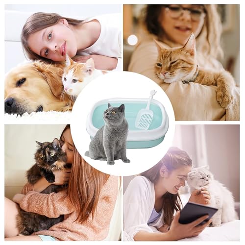 Image of Emily Pets Cat Litter Box with Free Scopper for Cat, Kitter, Bunnies (Blue)
