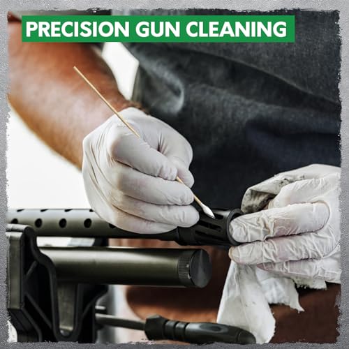 Gun Cleaning Supplies in Storage Box - Gun Cleaning Patches & Gun Cleaning Swabs, 6\" Long Cotton Swab & 2\" Gun Cleaning Cloth - Lint Free & Highly Absorbent, Gun Cleaning Kit for Most Calibre Firearms