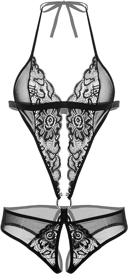 zoxowa Women Deep V Imported G-String Lingerie Lace, Free Size, Black-picture-38