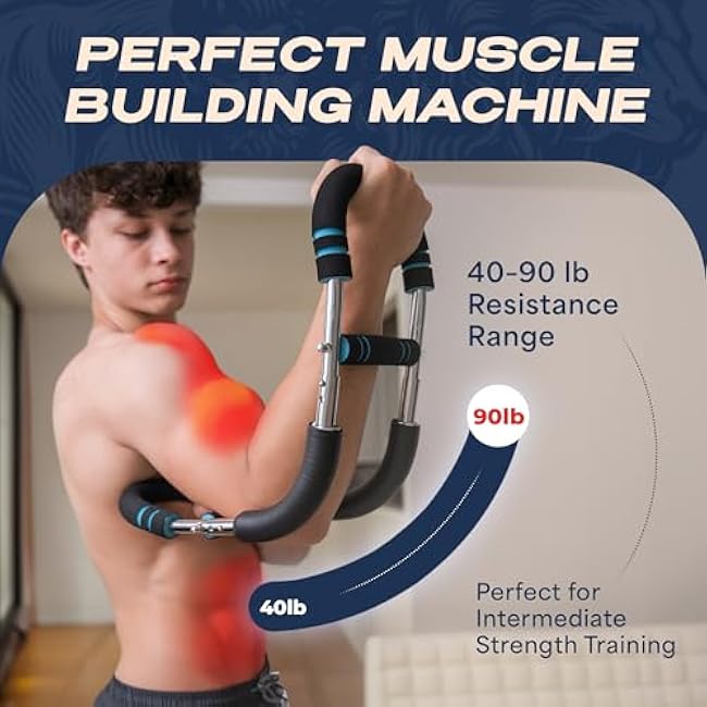 Twister Arm Trainer 40-90 lbs - Adjustable Chest, Arm & Upper Body Workout Bar for Home Gym Strength Training - Silent Resistance Power Twister by GOHOMELY