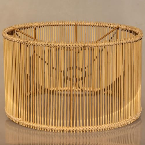 1PZTSTYlampenschirm Rattan Bambus Lampenschirm, Medium Round/Drum...