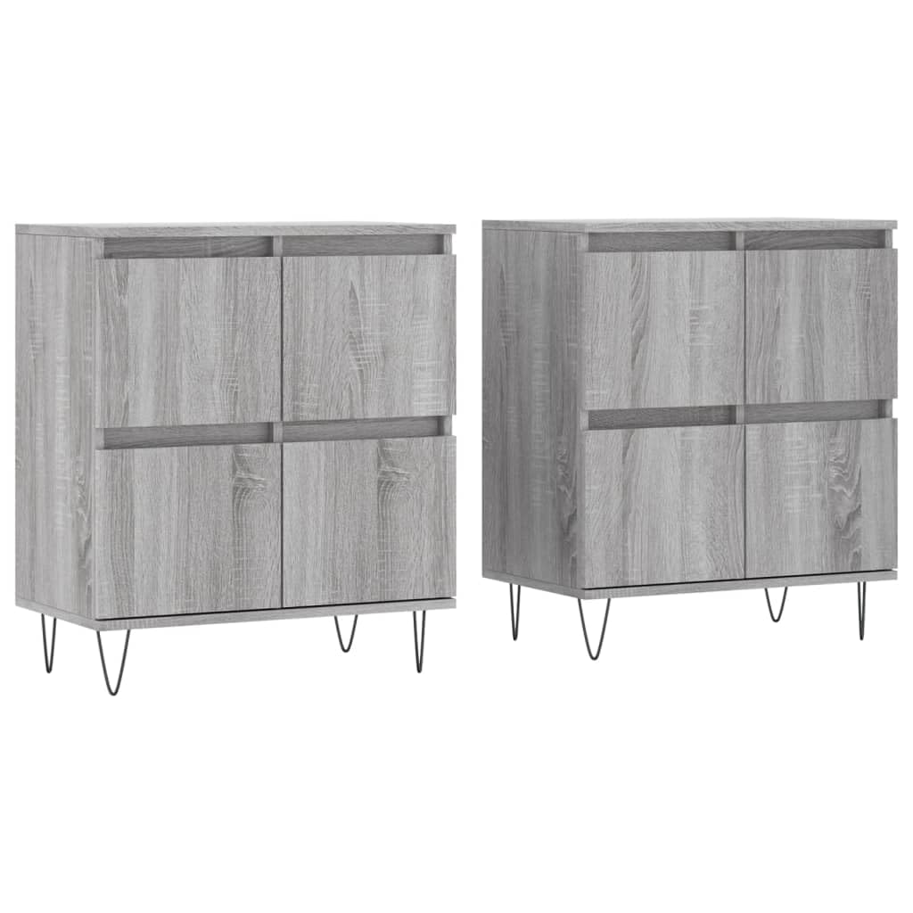 Buffet Salon et Salle à Manger, Enfilade Style Classique 2 Pièces, Meuble de Rangement en Bois d'Ingénierie et Métal, 120 x 35 x 70 cm, Couleur Sonoma Gris