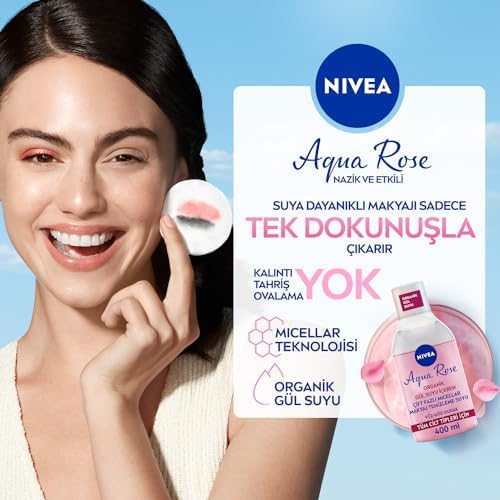 NIVEA Aqua Rose Organik Gül Suyu İçeren Çift Fazlı Makyaj Temizleme Suyu, 400 ml, Tüm Cilt Tipleri için, Yüz, Göz ve Dudak Temizleme, Tonik Etkisi - Görsel 7