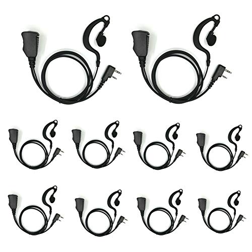Walkie Talkie Earpieces with Mic G Shape Clip for Baofeng UV-5R BF-F8HP BF-888S Retevis H-777 RT22 RT21 RT27 H-777S Arcshell (10 Pack)