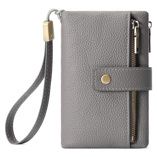 Image of SENDEFN Small Wallet for Women Leather RFID Blocking Wristlet Wallet Credit Card Holder with Double Zipper Coin Purse Ladies Bifold Purse