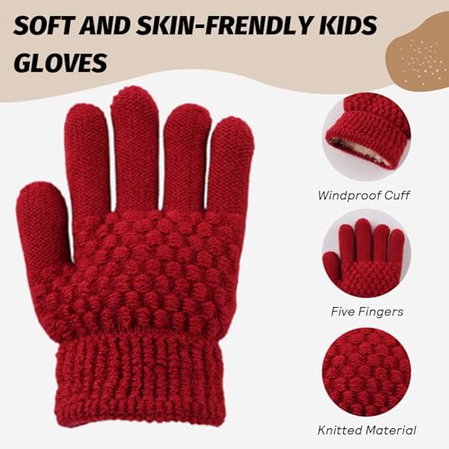 Image of JANGANNSA Cold Weather Kids Gloves Warm Knitted Children Magic Glove With Fleece Lining Winter Gloves For Boys Girls