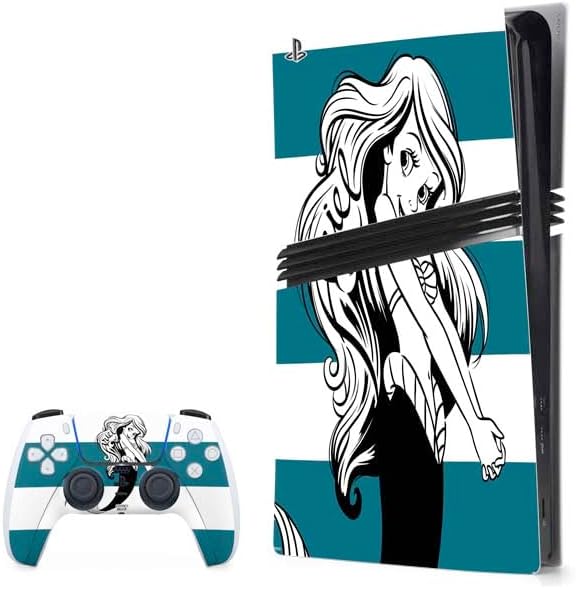 Skinit Decal Gaming Skin Compatible with PS5 Pro Bundle - Officially Licensed Disney Princess Ariel Sketch Art Design
