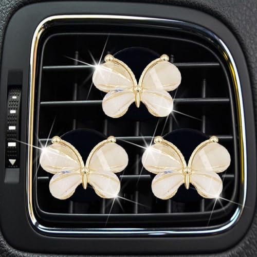 Image of 3 Pcs Butterfly Air Vent Clips,Car Air Fresheners Vent Clips Long Lasting Car Diffuser Interior Decor Charm Car Decoration Cute Accessories for Women Girls,Automotive Air Fresheners (White, 1)