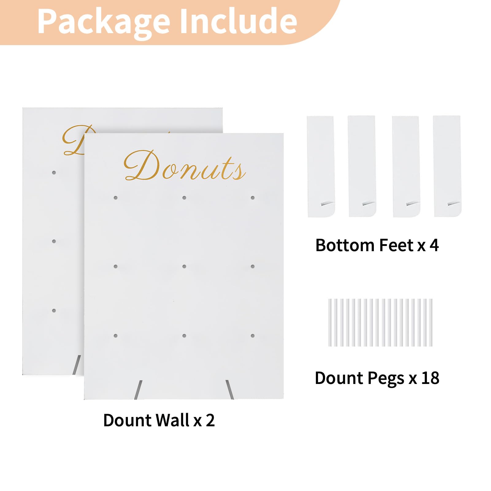 Nuptio Ciambella Espositore Ciambelline Porta: Set di 2 Donut Bianca Marrone 30x40cm Baby Shower