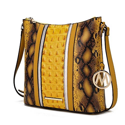 MKF Collection Shoulder Bag for Women, Faux Crocodile & Snake Embossed Fashion Purse Crossbody Handbag