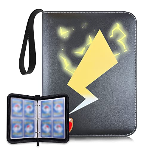 Trading Card Binder for Pokemon Cards, Card Collector Album with Sleeves, Fits Up to 400 Game Cards, Zipper Carrying Card Organizer Book for Boys, Girls