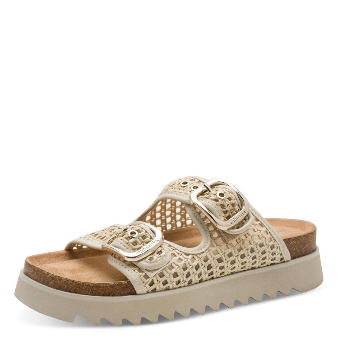 Tamaris Women's Beige Wedge Mules For 1-27516-46