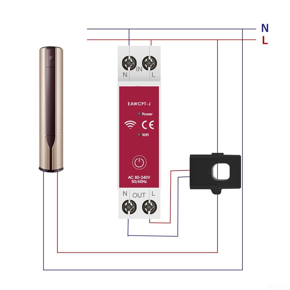 Per Tuya Smart Monitor Consumo Elettrico, WiFi Misuratore Di Energia Con Morsetto Trasformatore Di Corrente, Monitor Di Potenza Guida DIN AC 230V 63A