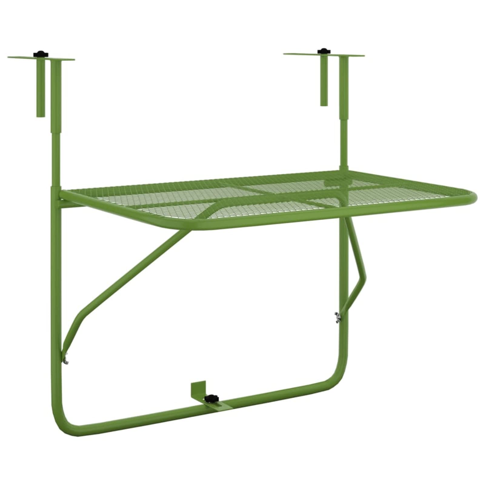 Homgoday Table de balcon pliante - Table suspendue de balcon - Table suspendue - Table d'appoint pliante pour balustrade de balcon - Vert - 60 x 40 cm - Acier