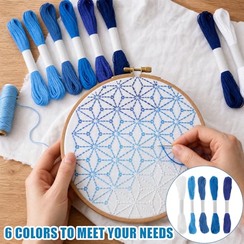 Kit de hilos Sashiko 32 piezas con 12 madejas y 20 agujas miniatura 5