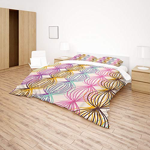 Parure de lit King Size 3 pièces en polyester imprimé multicolore toutes saisons - 5