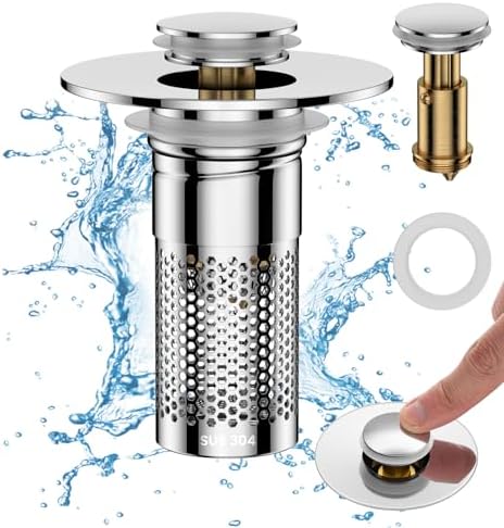 2Pcs Bathroom Sink Drain Strainer,Stainless Steel Bathroom Drain Filter ...