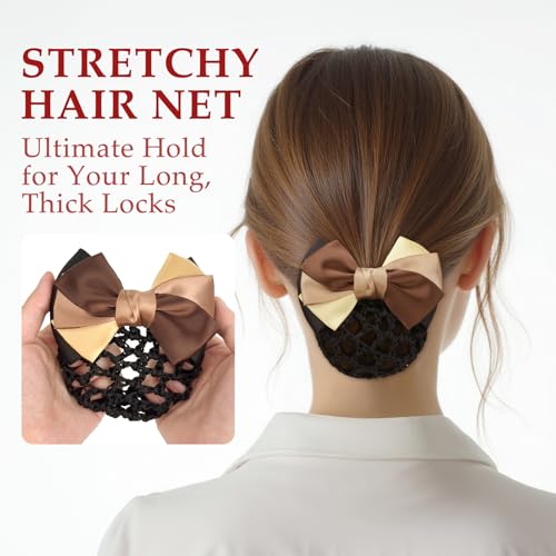 kilofly set 4 piezas pinzas para el cabello moño con red y lazo para mujer miniatura 4