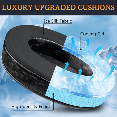 Image of SOULWIT Cooling Gel Earpads Cushions for Audio-Technica ATH M50X /M40X, HyperX Cloud /Alpha, SteelSeries Arctis, Ear Pads for Sony MDR-1ABT /1RBT /1RNC /7506, Turtle Beach Stealth 420X /600 - Black Square