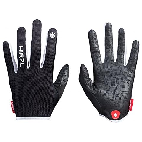 HIRZL Grippp Light FF Leather Bike Gloves, Black/White, L, Full Finger, Breathable, Lightweight, Sweat, Water, Abrasion Resistant, Ergonomic, Durable, MTB, Road, Mountain, Cycling, Swiss Technology Cover