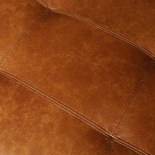 Puff Decorativo Sala de Estar Milano Pés Madeira Couro Mel - Gran Belo