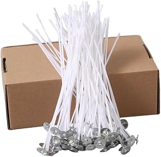 BOOWAN NICOLE 100Pcs Pre-Waxed 24 Ply Premium Candle Wick LX Pretabbed with Base for Candle Making DIY (A0370-24 Ply)