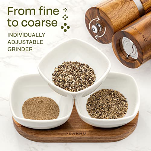 Salt and Pepper Mill Set with Tray - Made from FSC® Acacia Wood - Durable Ceramic Grinder - Plastic-Free - Image 5