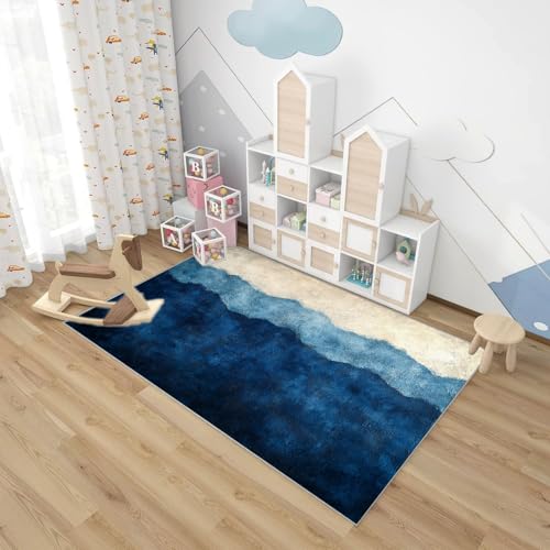 Tapis doux antidérapant beige motif graffiti rétro salon - 6