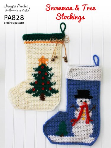 Image of Crochet Pattern Snowman and Christmas Tree Stockings PA828-R