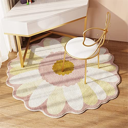 ZQYMM Teppich Runde Flauschig Teppich Niedliche Bodenmatte Blumenform Fußmatte rutschfest Shaggy...
