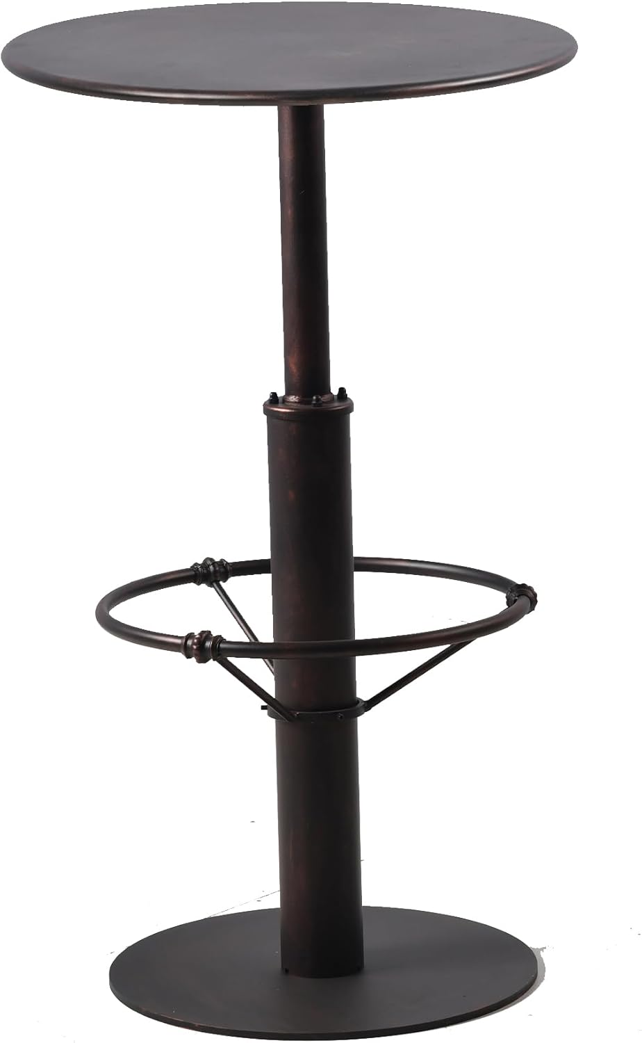 Diwhy Industrial Pub Table 23.6" Iron Round Desktop 37.4" Height Cast Iron Bar Table Copper