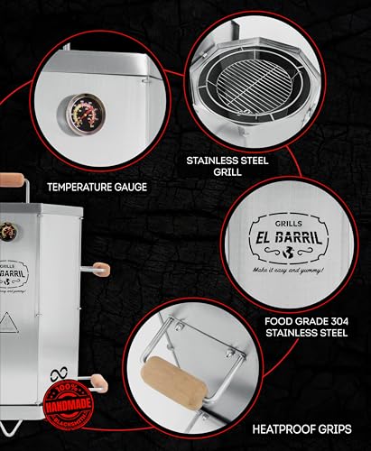 EL-BARRIL-20lbs-Stainless-Steel-Foldable-Charcoal-Smoker-Grill-Barrel–Portable-Outdoor-Smokers-with-Grilling-Accessories EL BARRIL 20lbs Stainless Steel Foldable Charcoal Smoker Grill Barrel–Portable Outdoor Smokers with Grilling Accessories