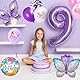 Schmetterling Ballon 9. Geburtstagsdeko Mädchen,Geburtstag Mädchen 9 Jahre,Luftballons Geburtstag Mädchen,Lila Schmetterling Folienballon,Geburtstagdeko Party Dekoration für Kinder