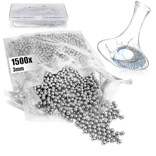 com-four 1500x Edelstahl Reinigungsperlen mit Box Reinigungskugeln für Flaschen Weindekanter Isolierkannen & Thermobecher rostfrei & wiederverwendbar (1 Stück (1500 3mm))