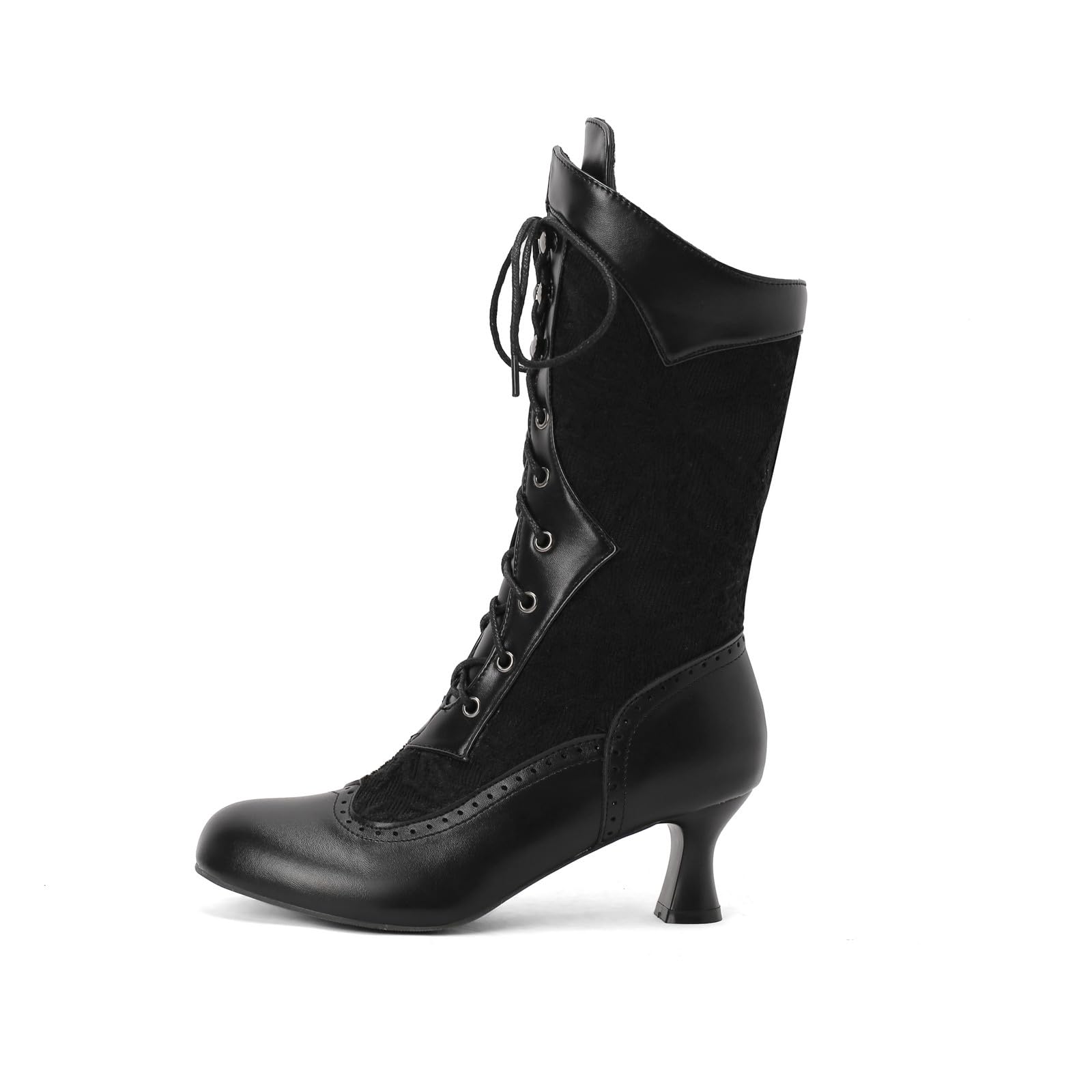 Damen Winterstiefel Schnürung Mittelhoch Modische Stiefeletten mit Absatz | Schnürung, Rundschuh, Blockabsatz, Komfort, mittelhoher Schaft, Spitzenaccessoire, Modisch, Lässige, Atmungsaktiv, Bequem