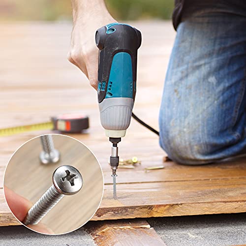 M4.2 Selbstschneidende Schrauben, 410 Edelstahl Selbstbohrende Schrauben, Runde Kreuzkopf Flachkopf Holzschrauben für… – Bild 6