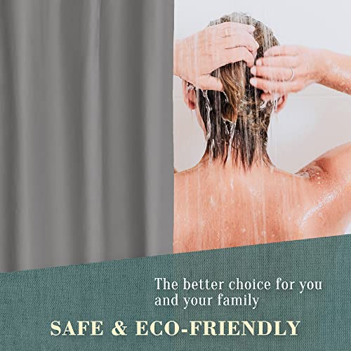 Image of No Hook PEVA Shower Curtain or Liner - 8G Heavy Duty Grey Bathroom Shower Curtain No Hooks Required, Waterproof Plastic & PVC Free, Standard Size 71 x 74, Dark Gray