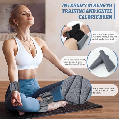 Image of BECOJADDE Ankle Weights Set of 2 (1 lb /2 lb /3 lb Each) Adjustable Wrist Weights for Women Men Wearable Arm Leg Weight for Pilates, Running, Walking, Workout, Yoga