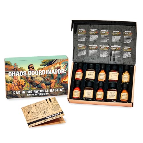 Thoughtfully, Father’s Day BBQ Rubs and Sauce Gift Box, Includes 6 Gourmet BBQ Rubs and 4 BBQ Sauces with Recipe Card, Grilling Gift Set for Dad