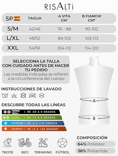 Risalti Camiseta Termica Hombre Manga Corta Energy - Camiseta Manga Corta Hombre Elástica y Transpirable, Ropa Interior Hombre, Camiseta Interior Hombre Sin Costuras - Made in Italy