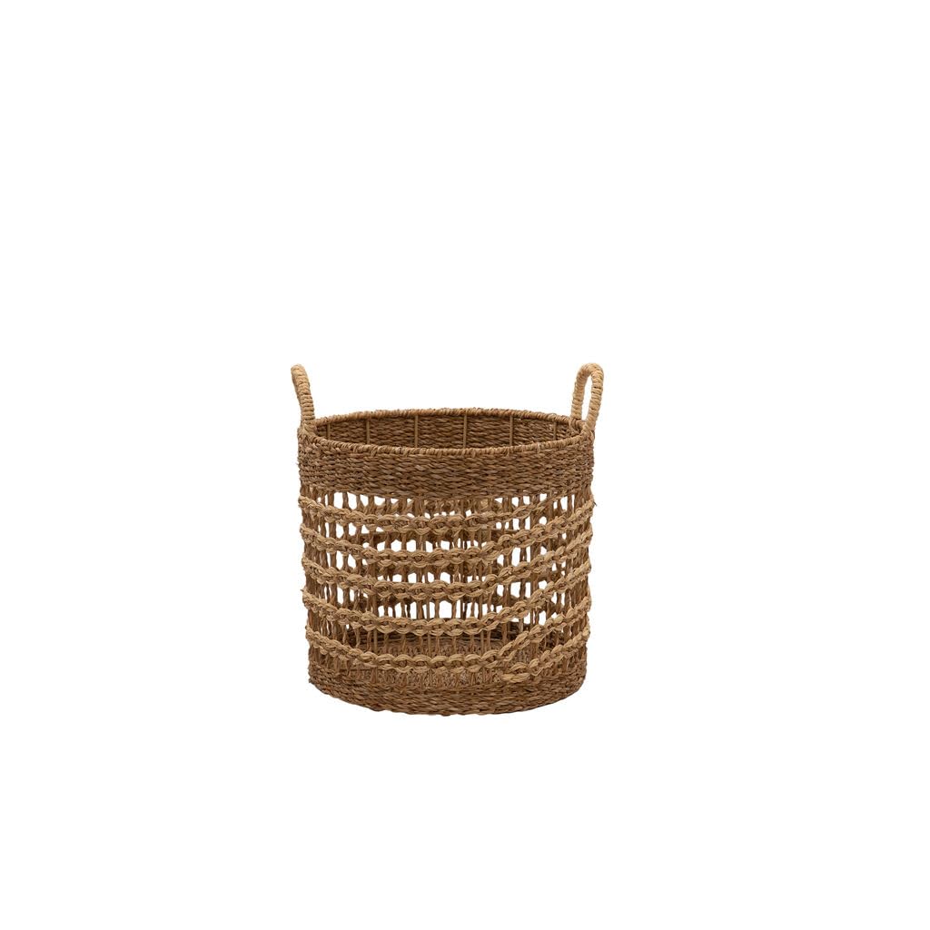 Arthur Cameron - Dhepa Handwoven Seagrass Basket – Woven Storage Basket with Decorative Circular Design Perfect for Living Room, Bedroom, Bathroom & More (Small)