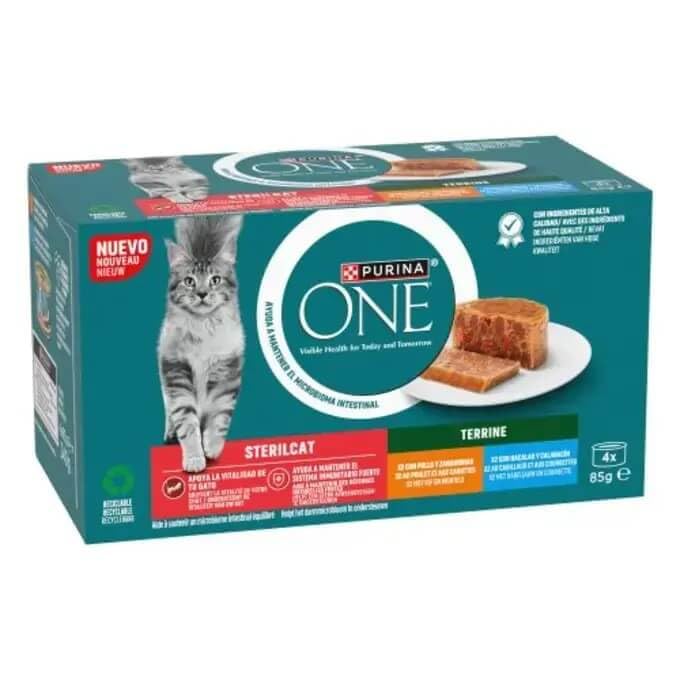 Purina ONE Bifensis Comida Húmeda para Gato Esterilizado Adulto con Pollo y Zanahoria, 12 Paquetes de 4 latas de 85g - 48 latas
