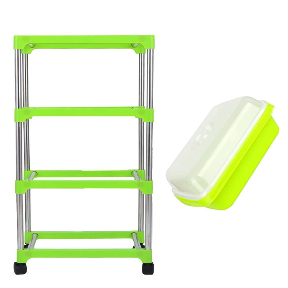 TOMVAES4 Layers Sprout Trays with Strength Plastic Shelf and Stainless-Steel Tubes,Soil-Free Planting Tray,Storage Trays for Garden Home Office